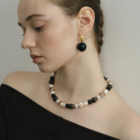 SOFT ROOM 木果造型茶花色黄玉髓/黑檀木咖啡玉髓大串珠项链