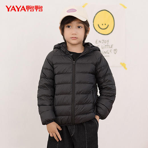 鸭鸭儿童羽绒服男女孩2024年秋冬季新品连帽纯色百搭轻薄鸭绒外套 商品图2