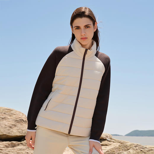 【针织梭织拼接外套】24年秋冬新品女士立领防风保暖外套 商品图0
