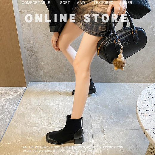 【成人鞋服|成人粗跟短靴合集】内里软糯舒适,透气性高,不易臭脚捂脚，耐磨软橡胶做底，搭配特制防滑纹路，上脚稳稳的，逛街走路不易累脚，舒适厚底个性感十足，出行搭配无压力 商品图6