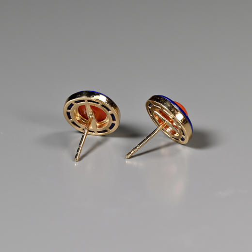 现代红漂亮+青金石耳钉 商品图4