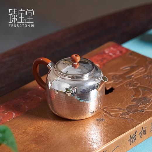 【样品特惠7折，仅1件，无货退款】臻宝堂银壶纯银999泡茶壶家用德钟小壶纯手工锤纹中式高端足银壶德钟（规矩锤纹）150ml 商品图4