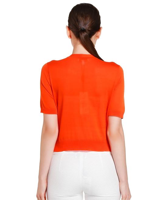 4894415351750 JOAN&DAVID 桔色休闲开襟短袖针织衫 商品图1