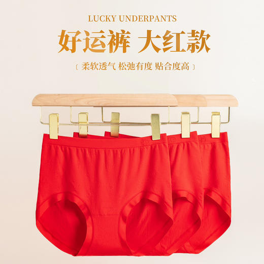 【3条装】女士大版红内裤7A桑蚕丝纤维大版型底裤女士三角裤【CSL24261】 商品图1
