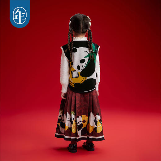 年衣童装女童马面裙新款儿童秋冬半身裙中式唐装汉服拜年服抱富马面裙 商品图3