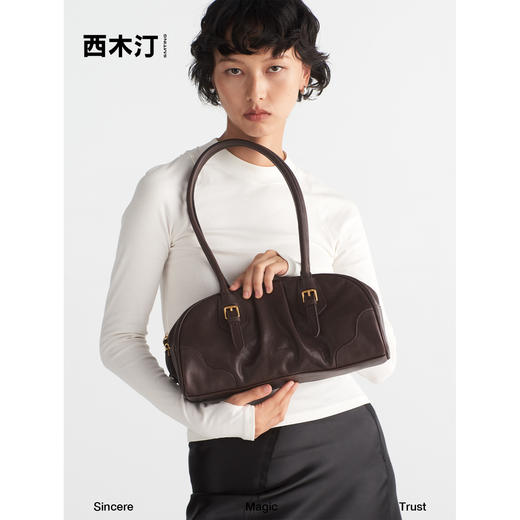 8175  魅影 头层牛皮波士顿包2024新款秋冬女简约百搭腋下包RJ023 商品图1