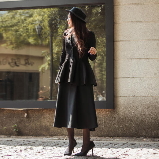 【林栖设计小店】罗纹肌理毛织外套荷叶边优雅气质修身2025春季新品长袖上衣女1951065 商品图1