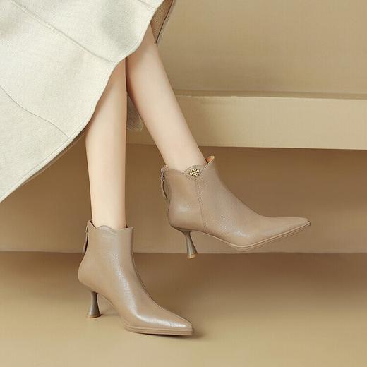 【预售5天】法式尖头细高跟显瘦靴修腿型显瘦气质款短靴里外头层时尚百搭女靴NDXC&6782 商品图3