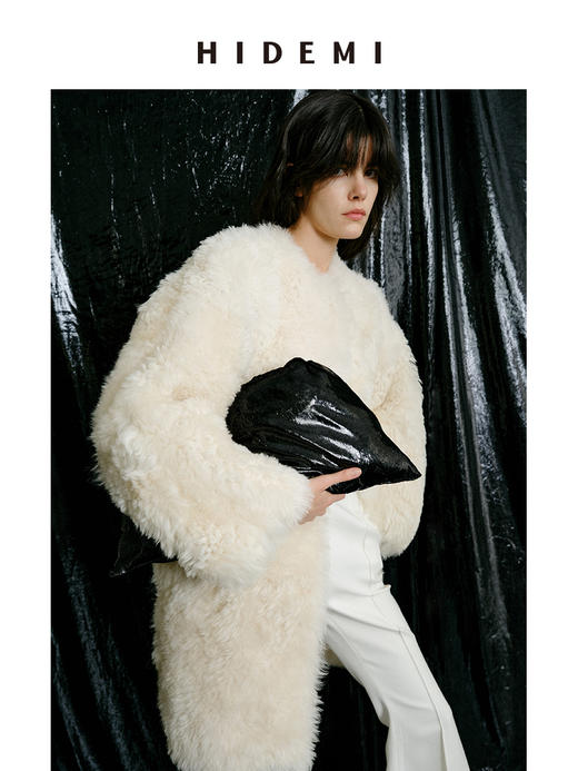 HIDEMI 节日系列艺术软雕塑感黑色亮面流苏tote托特包背包 大号/小号 商品图5