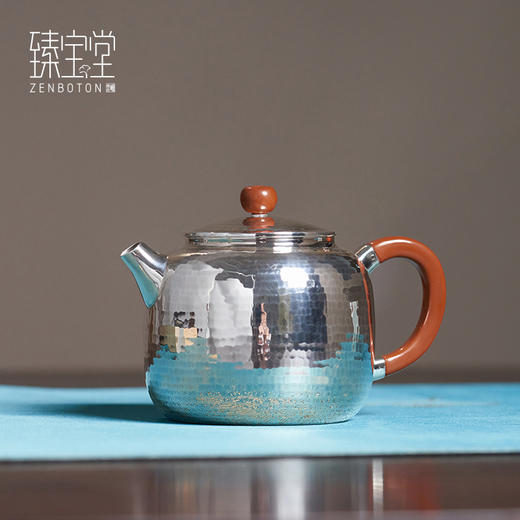 【样品特惠7折，仅1件，无货退款】臻宝堂银壶纯银999泡茶壶家用德钟小壶纯手工锤纹中式高端足银壶德钟（规矩锤纹）150ml 商品图0