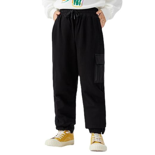 鸭鸭童装羽绒裤2024年秋冬新款纯色加绒加厚束脚保暖休闲裤工装裤 商品图4