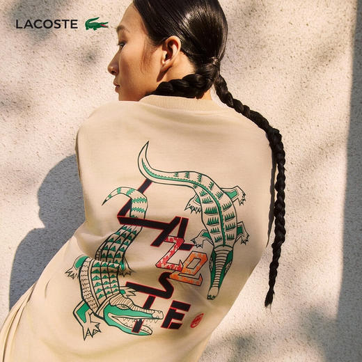 Lacoste福蛇新春系列情侣款新款潮流印花圆领长袖T恤TH5562-98 商品图1