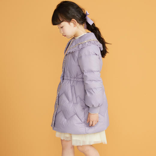 笛莎千与2024冬季新款男女童同款甜美翻领小香风中长款羽绒服 商品图2