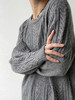 TU｜C05AW24-KW05 浣熊毛绞花圆领上衣 [ 灰GY00 / 米灰GY15 ] 商品缩略图2
