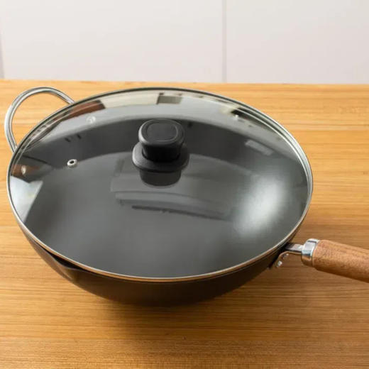 典匠@32旋压圆底炒锅玻璃盖款|易保养也不易粘，铁锅不怕刮，爆炒快鲜香 商品图1