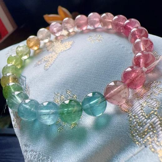 8mm-9mm单圈渐变彩虹碧玺手串 商品图0