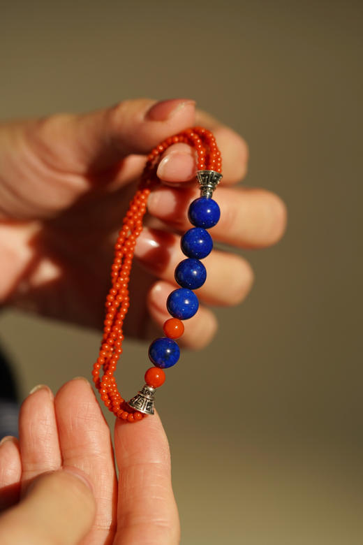 天坛琉璃蓝｜南红青金手链 商品图3