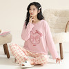 洁丽雅棉质女士大码圆领家居服个性印花舒适亲肤长袖长裤套装 商品缩略图0