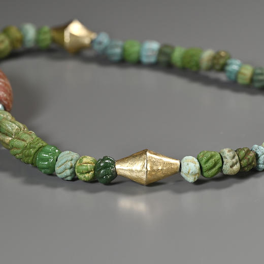 远古生物化石珠+古罗马压花琉璃珠项链 商品图8