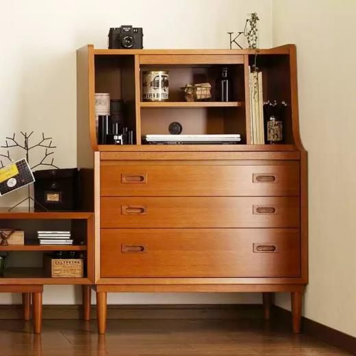 Karimuku60日本进口复古实木多功能柜梳妆柜写字台化妆镜收纳 商品图0