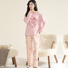 洁丽雅棉质女士大码圆领家居服个性印花舒适亲肤长袖长裤套装 商品缩略图2