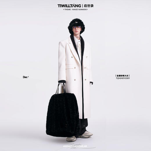 启世录TIWILLTANG"风卷山岚"双排扣定制金属标呢大衣 商品图0