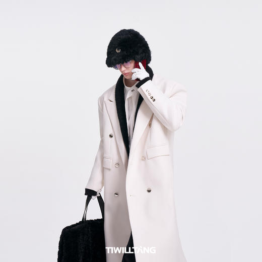 启世录TIWILLTANG"风卷山岚"双排扣定制金属标呢大衣 商品图2