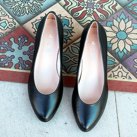 内联升女鞋女式牛皮职业跟鞋4078C