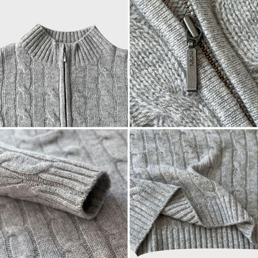 【现货】儿童半胸拉链套衫 100%山羊绒羊绒衣 浅灰色 商品图8