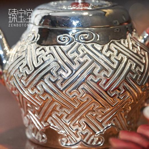【样品特惠5折，仅1件，无货退款】臻宝堂银壶999纯银泡茶壶纯手工万福纹小壶足银茶具高端中式茶器臻宝堂-万福壶180ml 商品图3