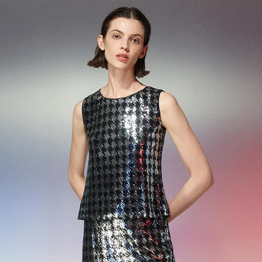 EITIE爱特爱夏季新款套头修身无袖小上衣女7713415 商品图1