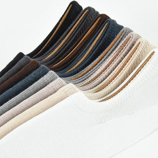 洁丽雅5双装棉质男士船袜硅胶防滑柔软舒适轻薄透气春夏短袜 商品图7