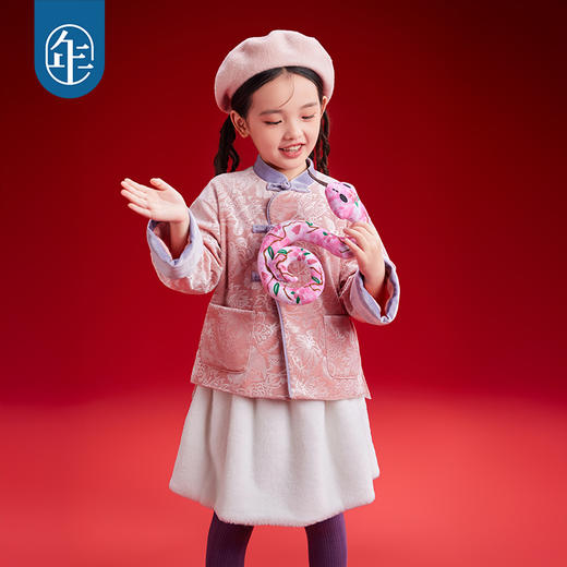 年衣童装女童外套冬新款儿童新中式国风唐装汉服女孩过年衣服富贵花唐装外套 商品图3