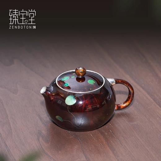 臻宝堂银壶大漆螺钿西施壶999纯银泡茶壶纯手工一张打壶足银茶具大漆金鳞西施壶150ml 商品图1