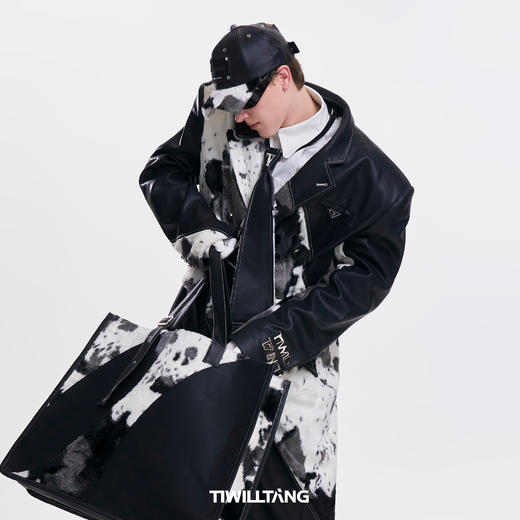 启世录TIWILLTANG“御面镜绒”金属T标皮毛拼接可调节流苏领带 商品图3