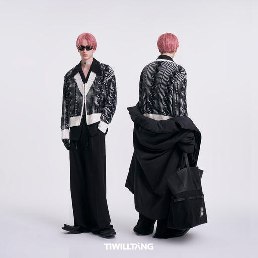 启世录TIWILLTANG“灵峦境霁”坑条绞花双开拉链针织毛衣 商品图4