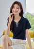 【周四狂欢价】熙世界妈妈优雅气质织带V领t恤女短袖显瘦上衣T清新百搭 商品缩略图3