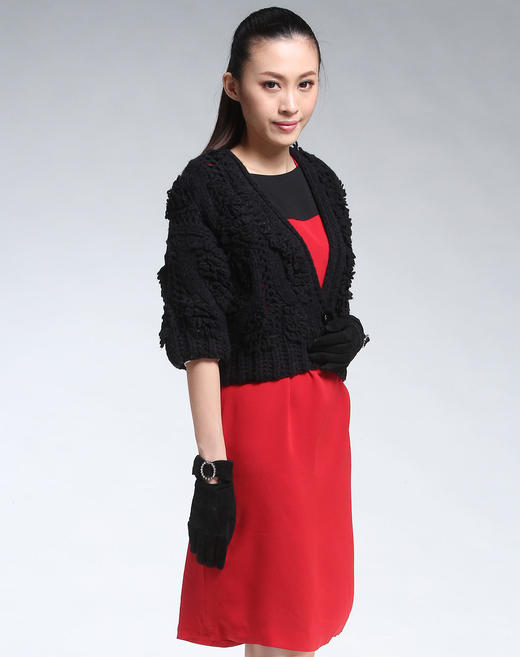 4893915527221 JOAN&DAVID 黑色中袖休闲针织外套 商品图1