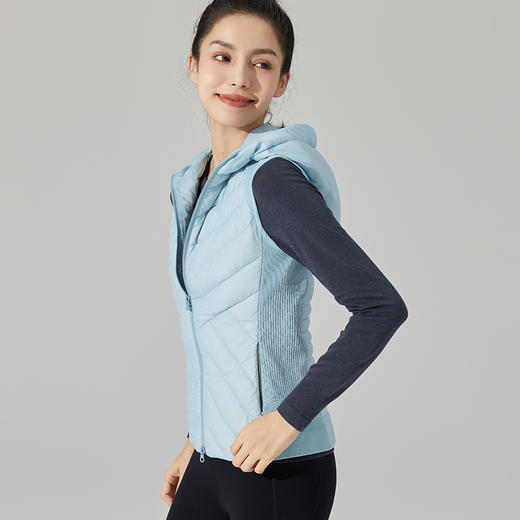 Leorrey/乐拉跑步保暖户外立领带帽显瘦秋冬白鸭绒羽绒服运动马甲 商品图2