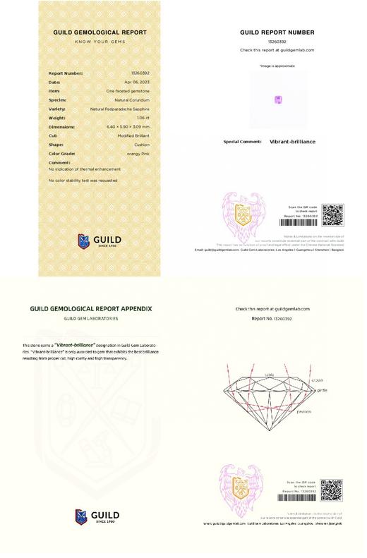 1.06ct刻面帕帕拉恰蓝宝石裸石 商品图2