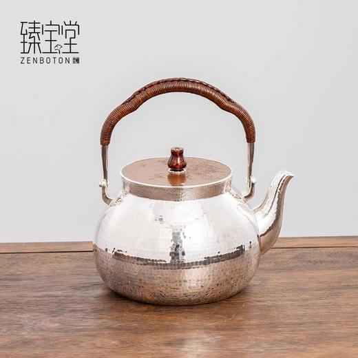 臻宝堂银壶纯银999烧水壶纯手工甑型壶足银煮茶提梁壶高端银茶具榴实甑型壶(经典款)1100ml 商品图1
