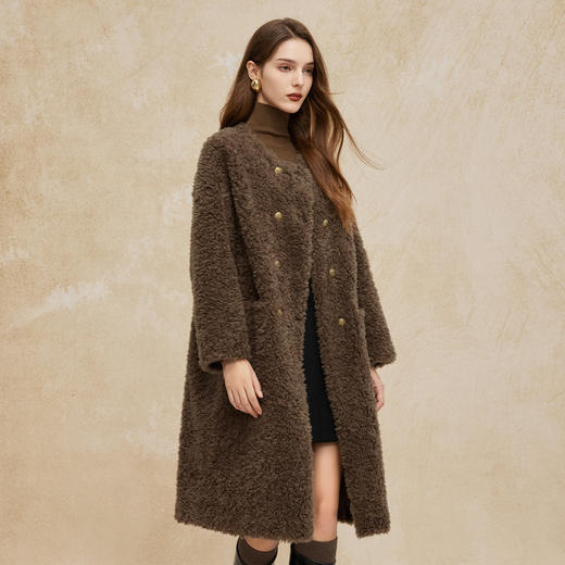 PH116斯尔丽24新款羊羔毛外套减龄时尚保暖名媛羊剪毛长外套 商品图5