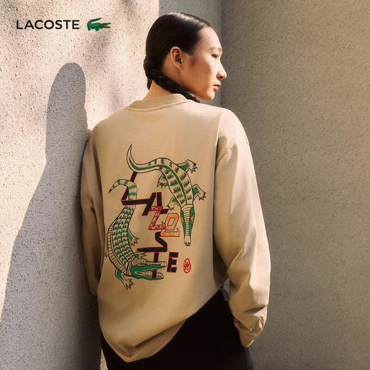 Lacoste福蛇新春系列情侣款新款潮流印花圆领长袖T恤TH5562-98 商品图2