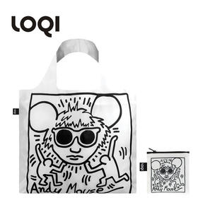 德国LOQI x 凯斯哈林 万用环保袋 再生环保材料 单肩可折叠 旅行大容量 防泼水 超轻50g可承重40斤 安迪鼠 自由女神 迷宫