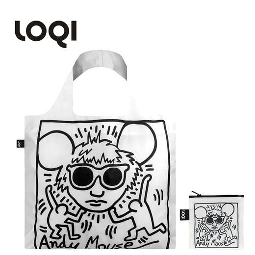 德国LOQI x 凯斯哈林 万用环保袋 再生环保材料 单肩可折叠 旅行大容量 防泼水 超轻50g可承重40斤 安迪鼠 自由女神 迷宫 商品图0
