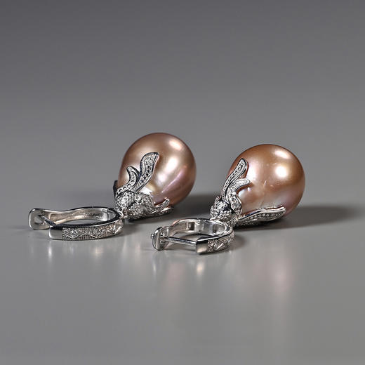 现代粉色巴洛克珍珠耳环 商品图6