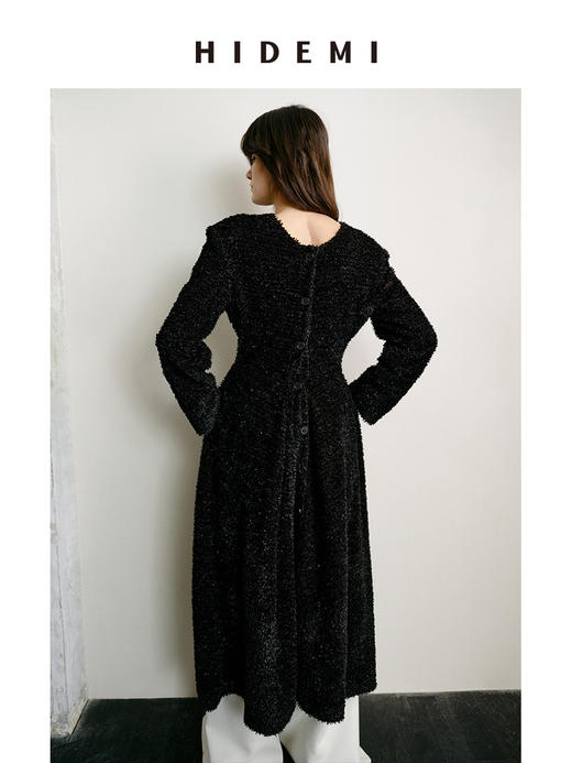 HIDEMI 节日系列极简设计感前后两穿纽扣式宽肩收腰长款多穿式连衣裙大衣外套 商品图3