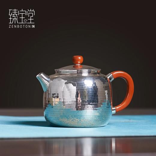 【样品特惠7折，仅1件，无货退款】臻宝堂银壶纯银999泡茶壶家用德钟小壶纯手工锤纹中式高端足银壶德钟（规矩锤纹）150ml 商品图2