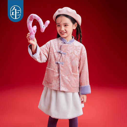 年衣童装女童外套冬新款儿童新中式国风唐装汉服女孩过年衣服富贵花唐装外套 商品图0