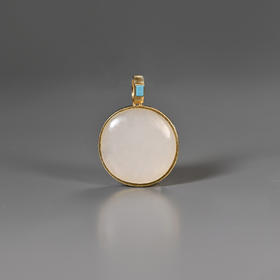 清代和田白玉扣+夏商绿松石嵌片项坠